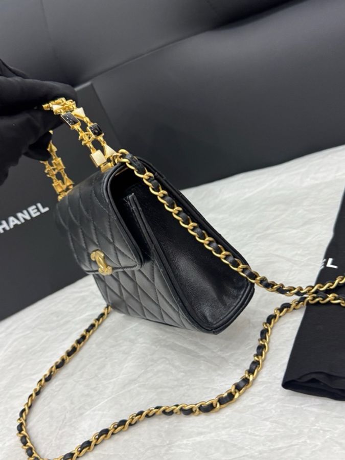 Chanel香奈兒黑金 22B 鏤空琺瑯手柄 Kelly-5