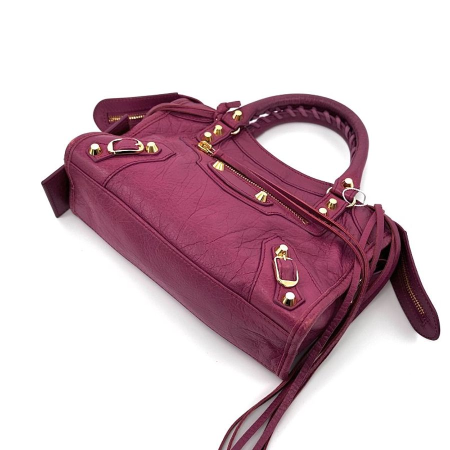 BALENCIAGA LECITY mini 杜鵑粉手提肩背斜背機車包 24*15*9 98新配件鏡子 塵袋-2