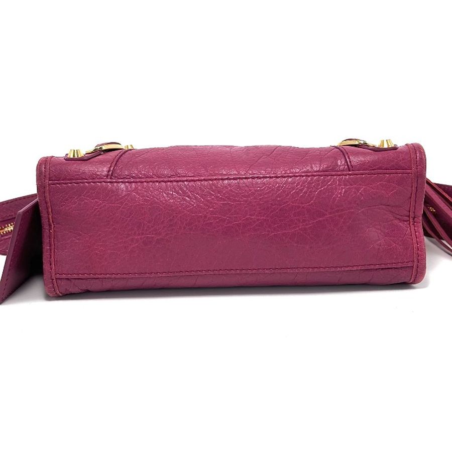 BALENCIAGA LECITY mini 杜鵑粉手提肩背斜背機車包 24*15*9 98新配件鏡子 塵袋-5