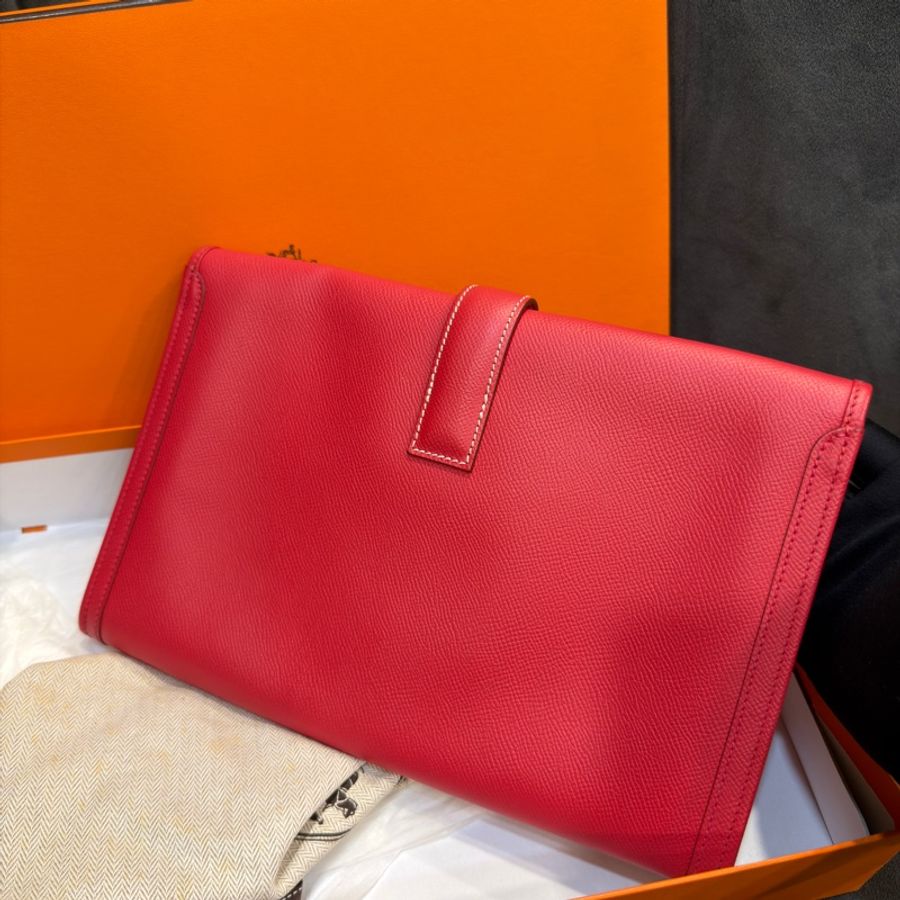 #超便宜💰 #配件齊全 愛馬仕Hermes Jige紅色手拿包-2