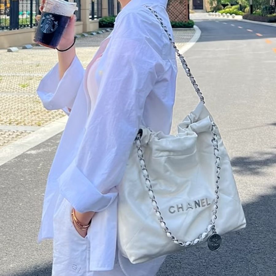 #全新全配🈶購證 #專櫃23萬 #全網最低💰 香奈兒白銀22bag小號 芯片款-4