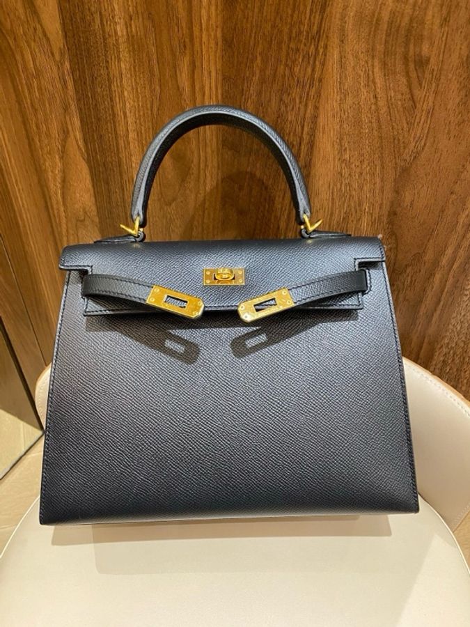 Kelly 25 黑色Epsom皮金扣-1