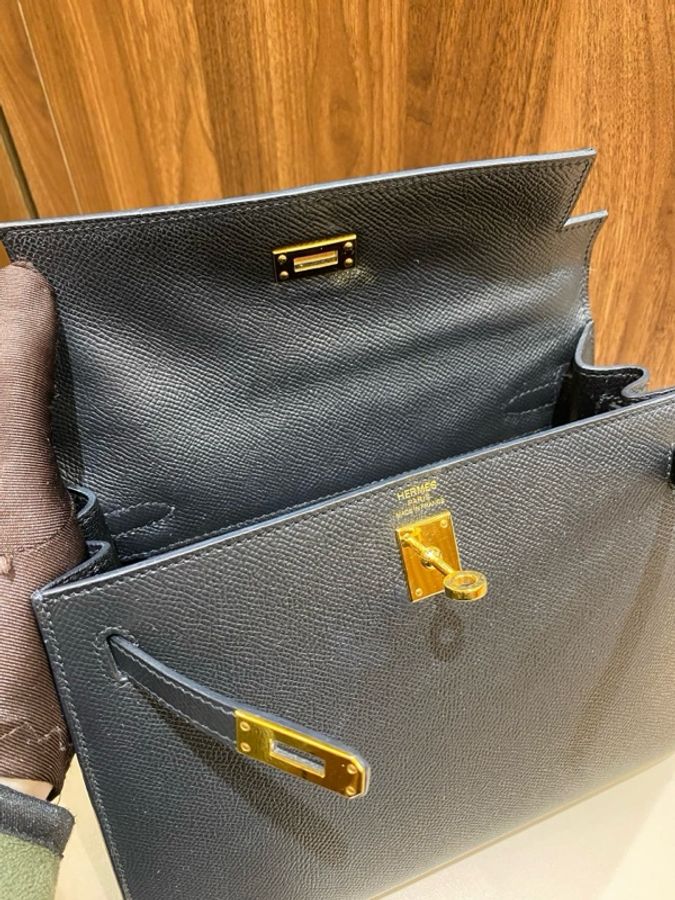 Kelly 25 黑色Epsom皮金扣-3
