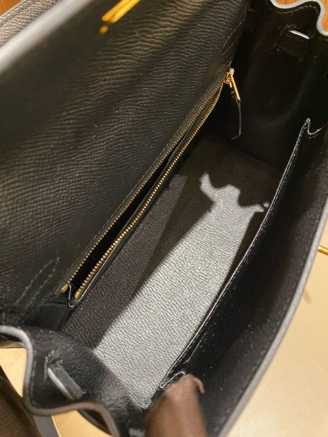 Kelly 25 黑色Epsom皮金扣-4