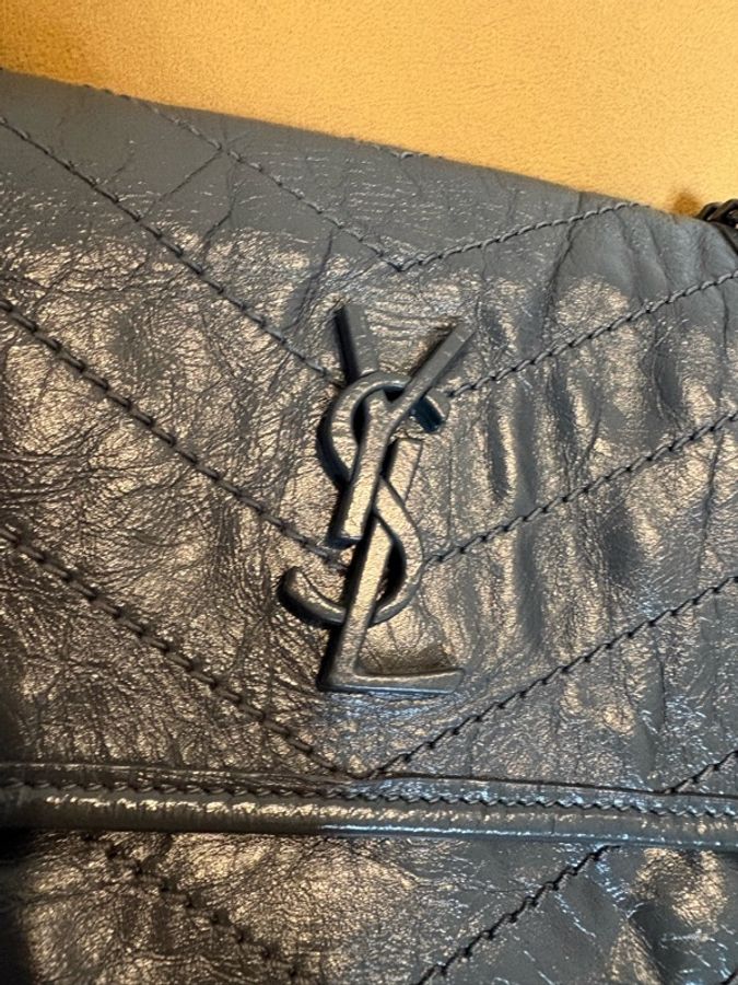 【專櫃正品】YSL Niki Baby 灰色銀鍊 2022年購入 附商品卡-7