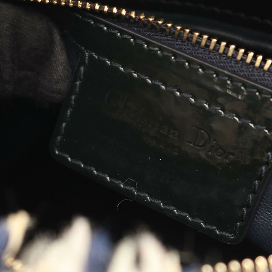 Dior LADY DIOR Christian Dior 2WAY 手提包 布藝 漆皮 米色 黑色 多色 二手 女士-3