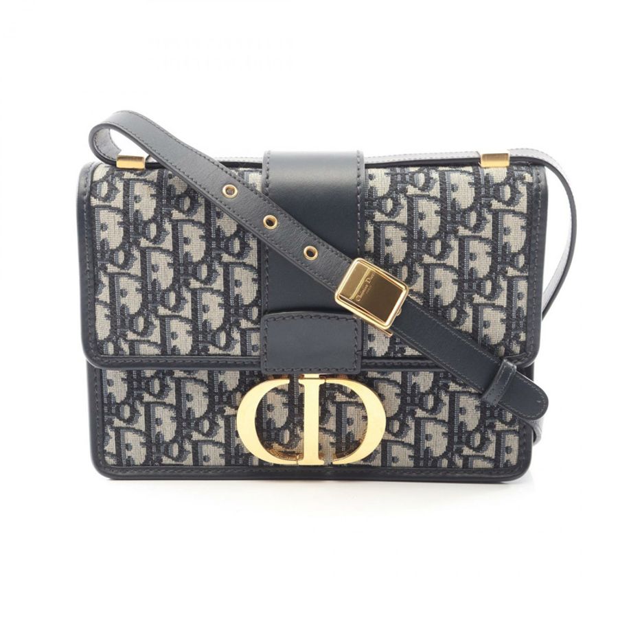 Dior 30 MONTAIGNE Oblique Jacquard 肩背包 M9203UTZQ_M928 帆布皮革 米色 海軍藍 二手 女士-0