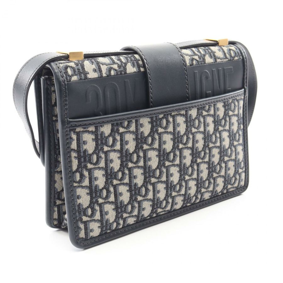 Dior 30 MONTAIGNE Oblique Jacquard 肩背包 M9203UTZQ_M928 帆布皮革 米色 海軍藍 二手 女士-1