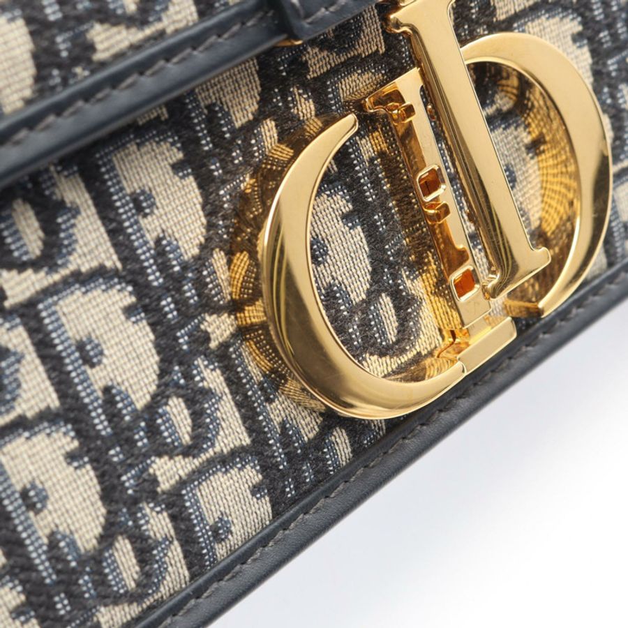 Dior 30 MONTAIGNE Oblique Jacquard 肩背包 M9203UTZQ_M928 帆布皮革 米色 海軍藍 二手 女士-5