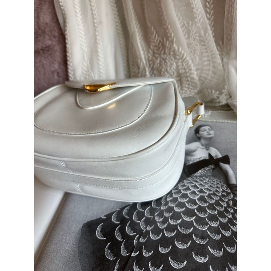 紀梵希 Givenchy 日本中古 絕版 古董 Vintage 白雪公主 Box 皮 絕美復古金扣 馬鞍包 斜背包-10