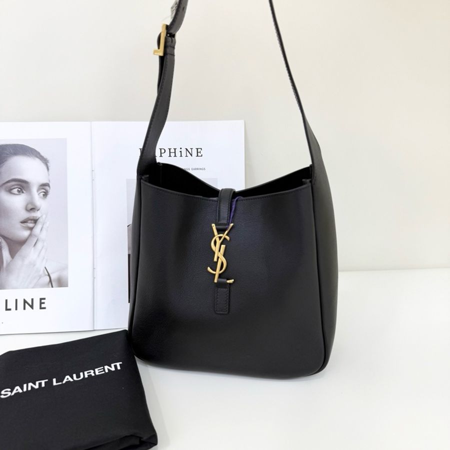 ysl hobo小號 黑色牛皮搭配黑金logo-0