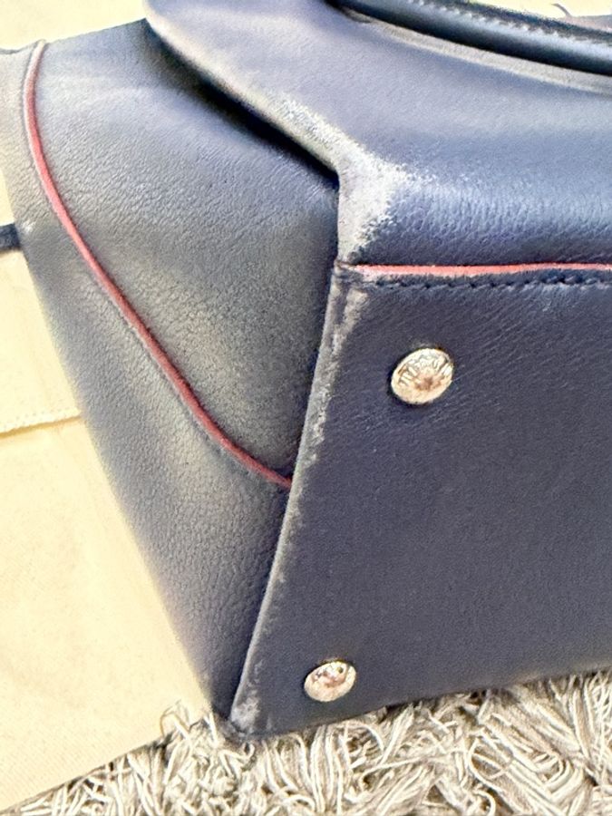 LOUIS VUITTON LOCKME 藍色牛皮流蘇單肩包手提包斜挎包 銀色五金 可拆卸肩帶-10