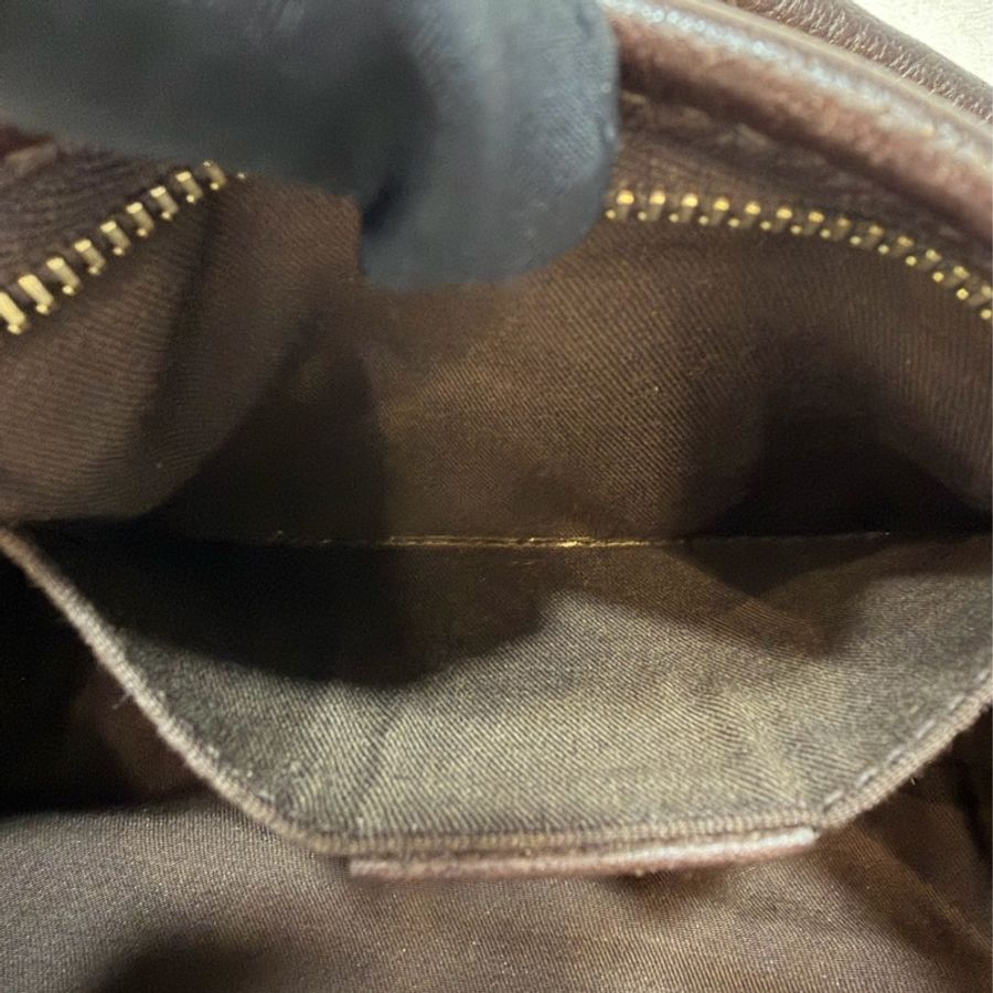 GUCCI 130939 深咖皮 緹花布 金釦 Abbey GG 肩背包-56