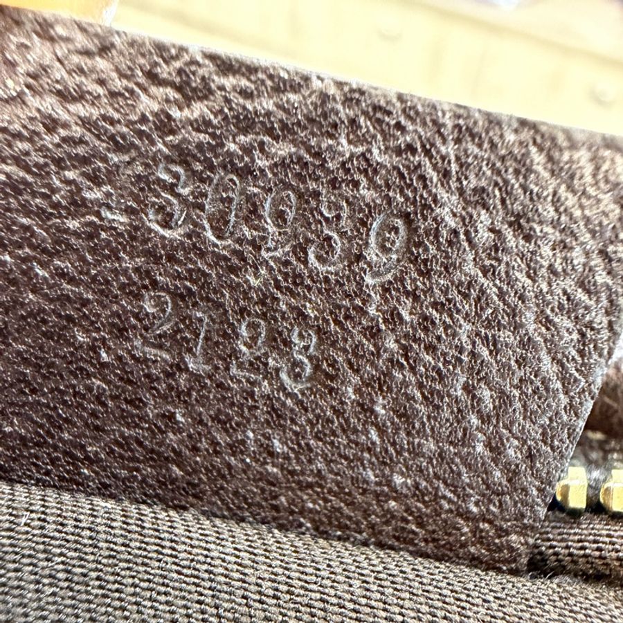 GUCCI 130939 深咖皮 緹花布 金釦 Abbey GG 肩背包-10