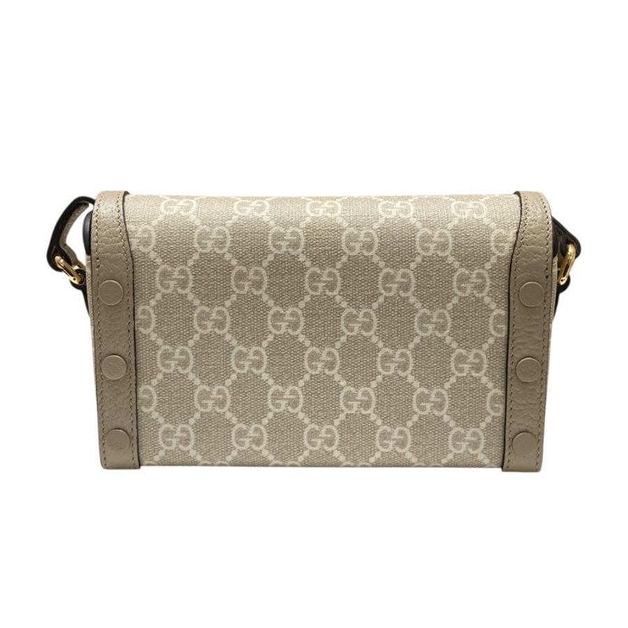 GUCCI 古馳 699296 HORSEBIT MINI BAG 1955 系列迷你手袋 SUPREME帆布 皮革 米色 金釦-2
