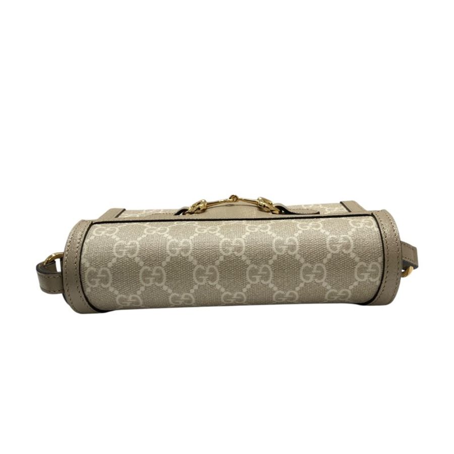 GUCCI 古馳 699296 HORSEBIT MINI BAG 1955 系列迷你手袋 SUPREME帆布 皮革 米色 金釦-6