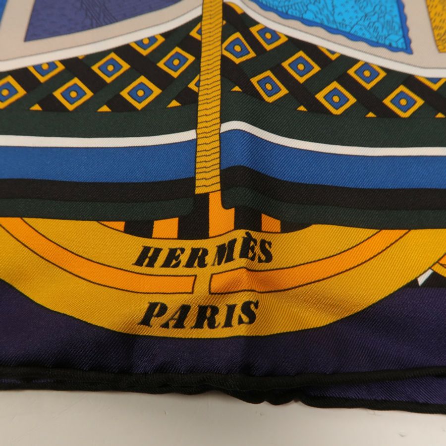HERMES 絲質Le Tour Du Monde En 63 Cases Scarf 90x90絲巾-6