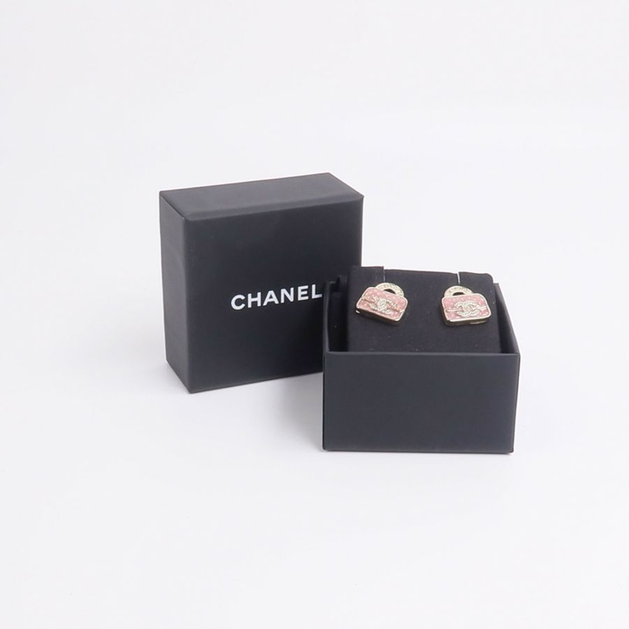 CHANEL 金屬CC Logo Pearly Handbag Earrings耳環-6
