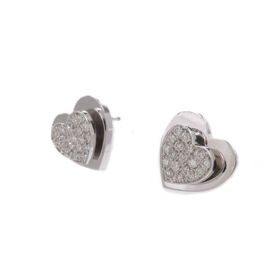 PIAGET 18K白金Heart Diamond Earrings鑽石耳環-1