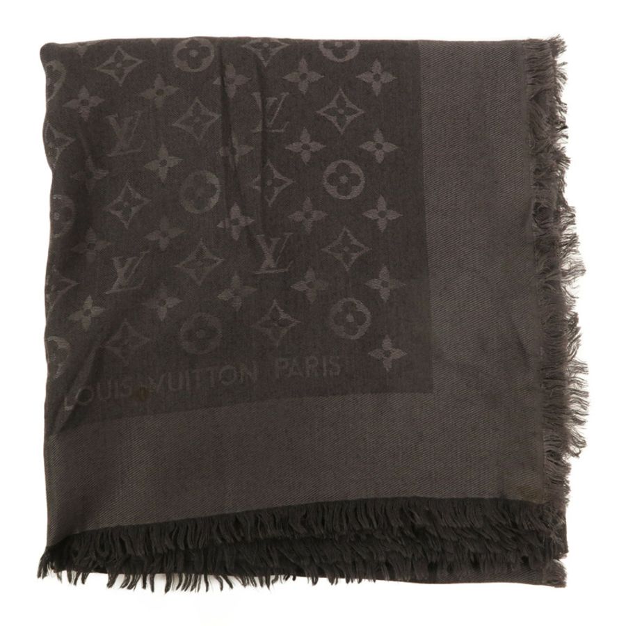 LOUIS VUITTON 絲質/羊毛Monogram Shine Shawl 142X142cm披肩/圍巾-4