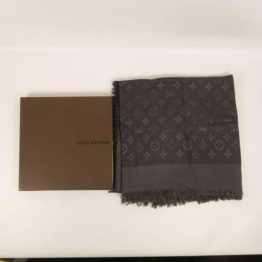 LOUIS VUITTON 絲質/羊毛Monogram Shine Shawl 142X142cm披肩/圍巾-6