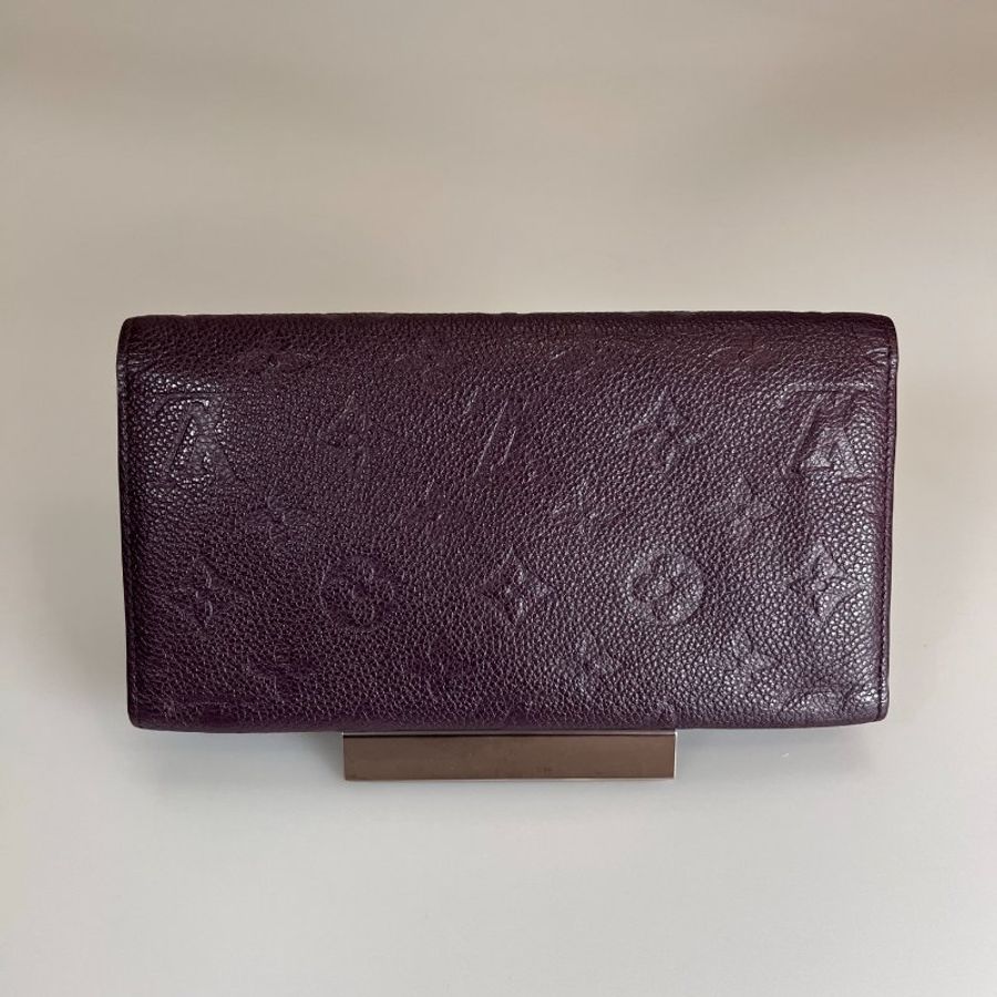 LV M60294 紫壓紋皮革三折長夾-1