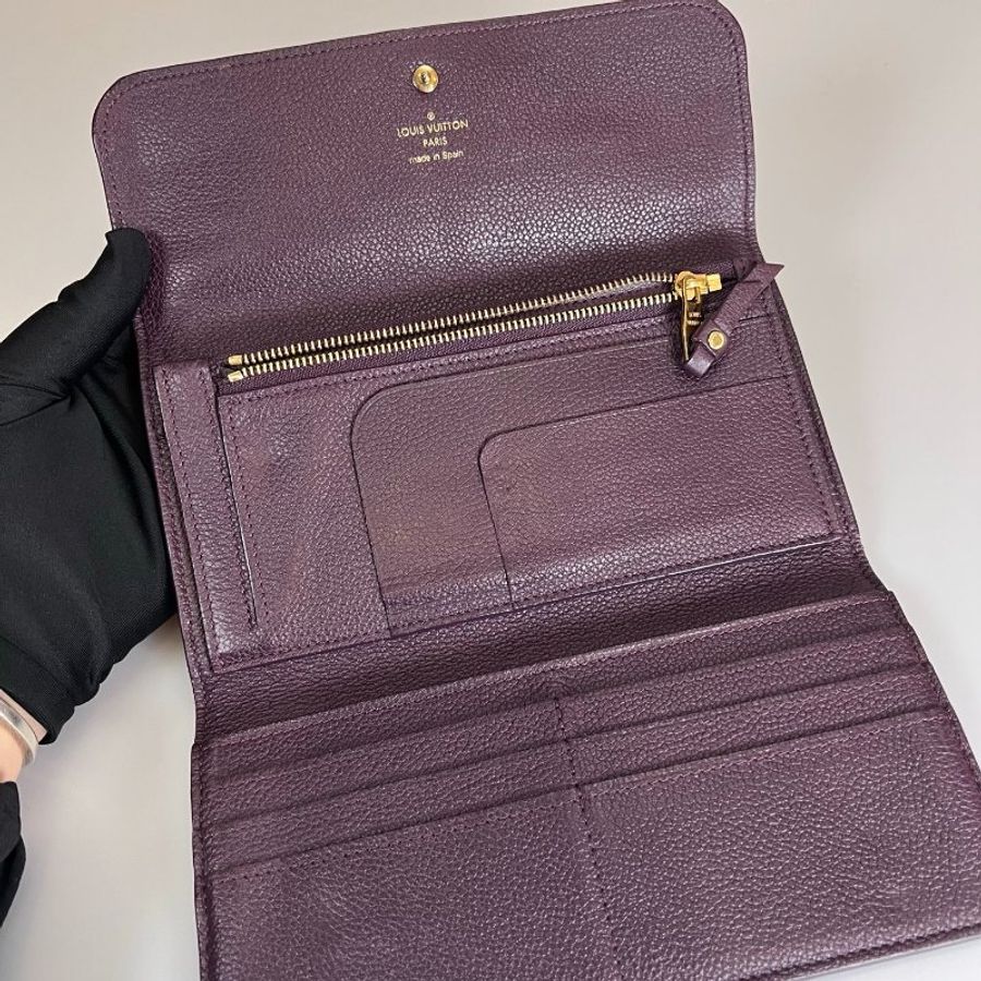 LV M60294 紫壓紋皮革三折長夾-4