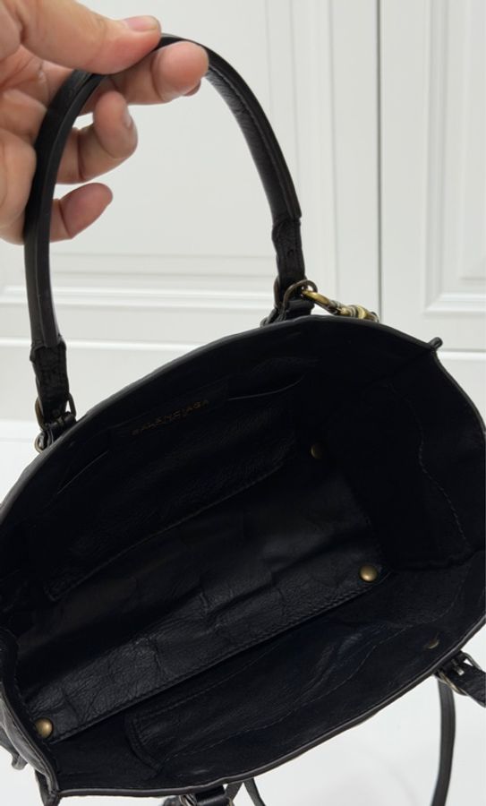 《仙闆名牌精品 》BALENCIAGA 巴黎世家 Papier Mini 黑色 機車包 手提包 肩背包 斜背包 側背包-20