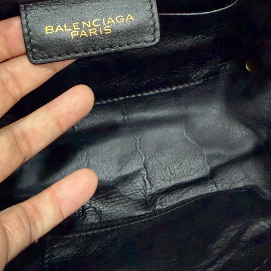 《仙闆名牌精品 》BALENCIAGA 巴黎世家 Papier Mini 黑色 機車包 手提包 肩背包 斜背包 側背包-36