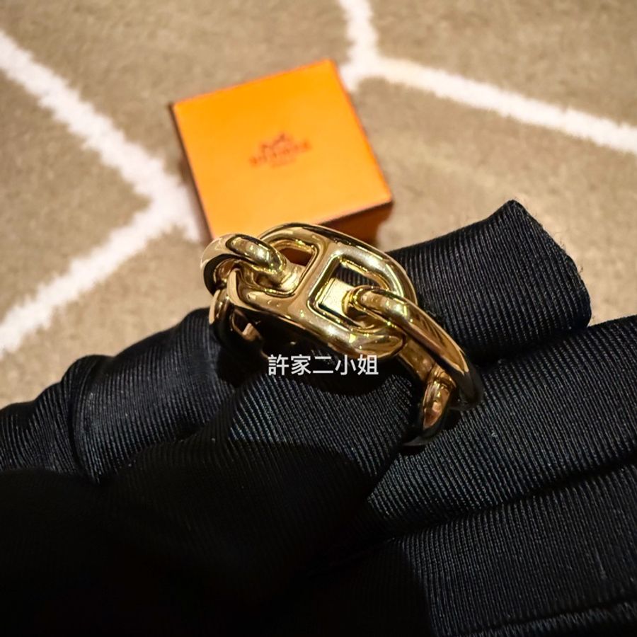 Hermes 98.99新閒置 Regate 90仿銅色絲巾環 (適合90絲巾)-4