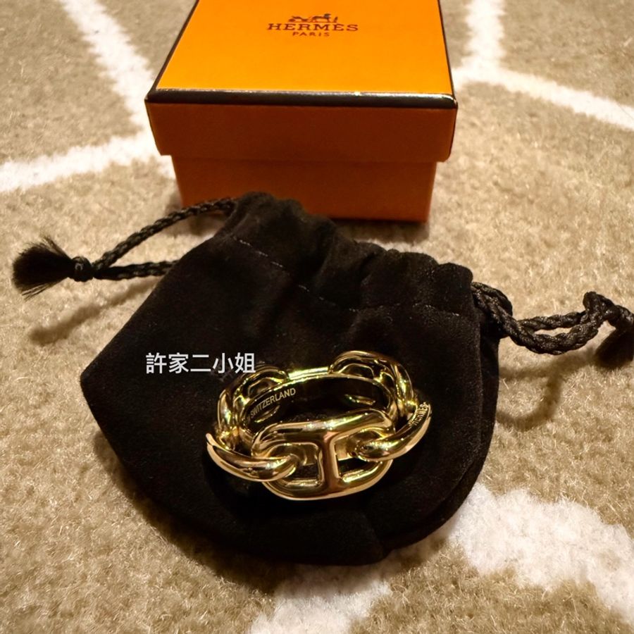 Hermes 98.99新閒置 Regate 90仿銅色絲巾環 (適合90絲巾)-9