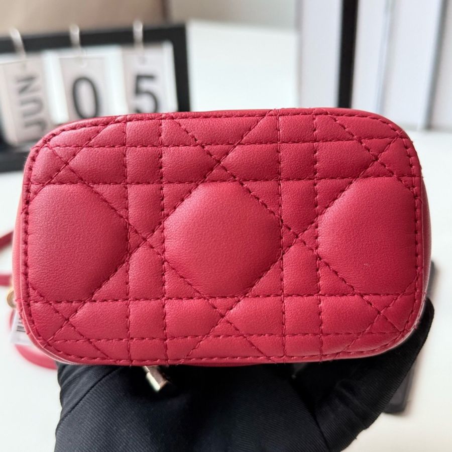 DIOR迪奧 Lady Dior Vanity 超迷你化妝箱 98新 經典藤格紋 金色五金-4