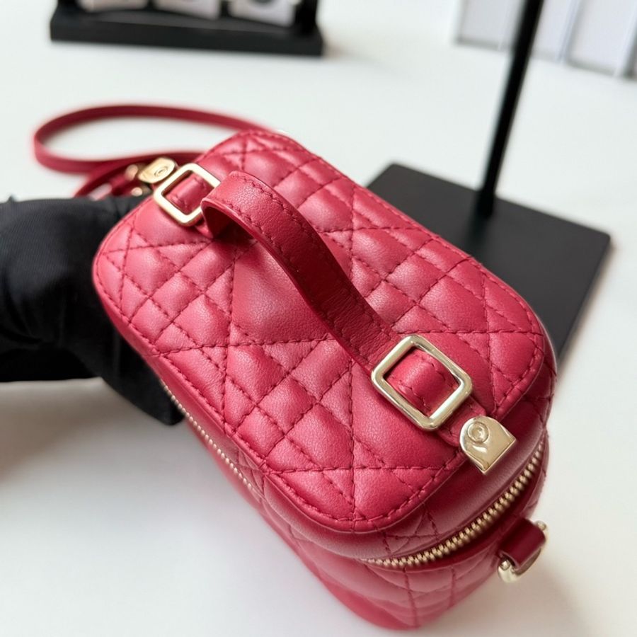 DIOR迪奧 Lady Dior Vanity 超迷你化妝箱 98新 經典藤格紋 金色五金-5
