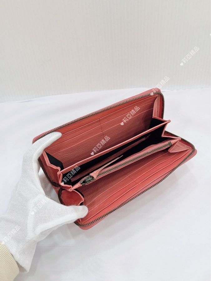 莉亞精品♡ BALENCIAGA 長夾 珊瑚橘 二手美包-11