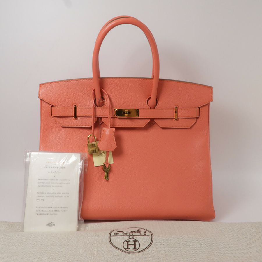 HERMES Epsom皮革Birkin 35手挽袋Flamingo-11