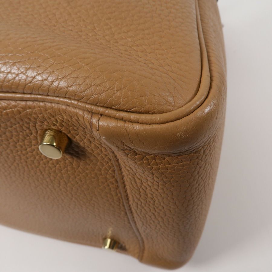 HERMES Clemence皮革Lindy 30手挽肩背兩用袋Naturel Sable-13