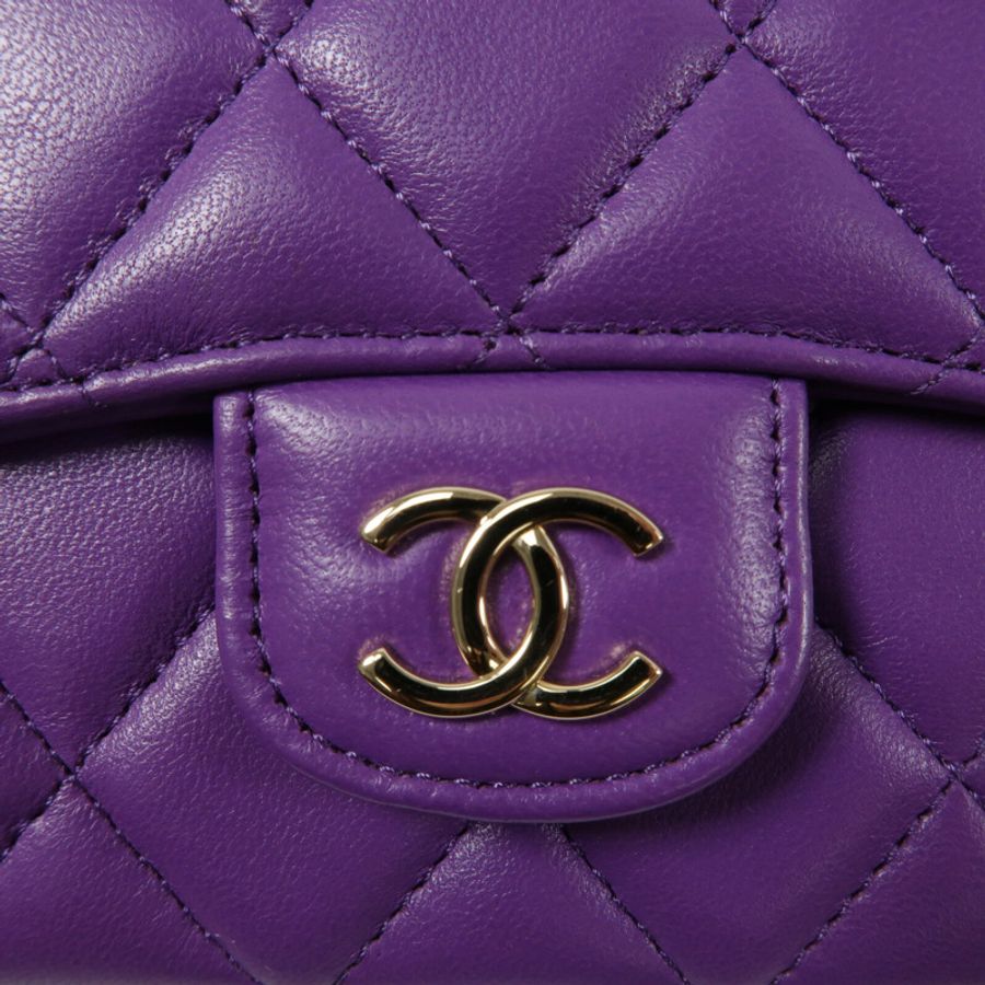 CHANEL 羊皮皮革Mini Top Handle Flap Bag鏈帶肩背袋-5