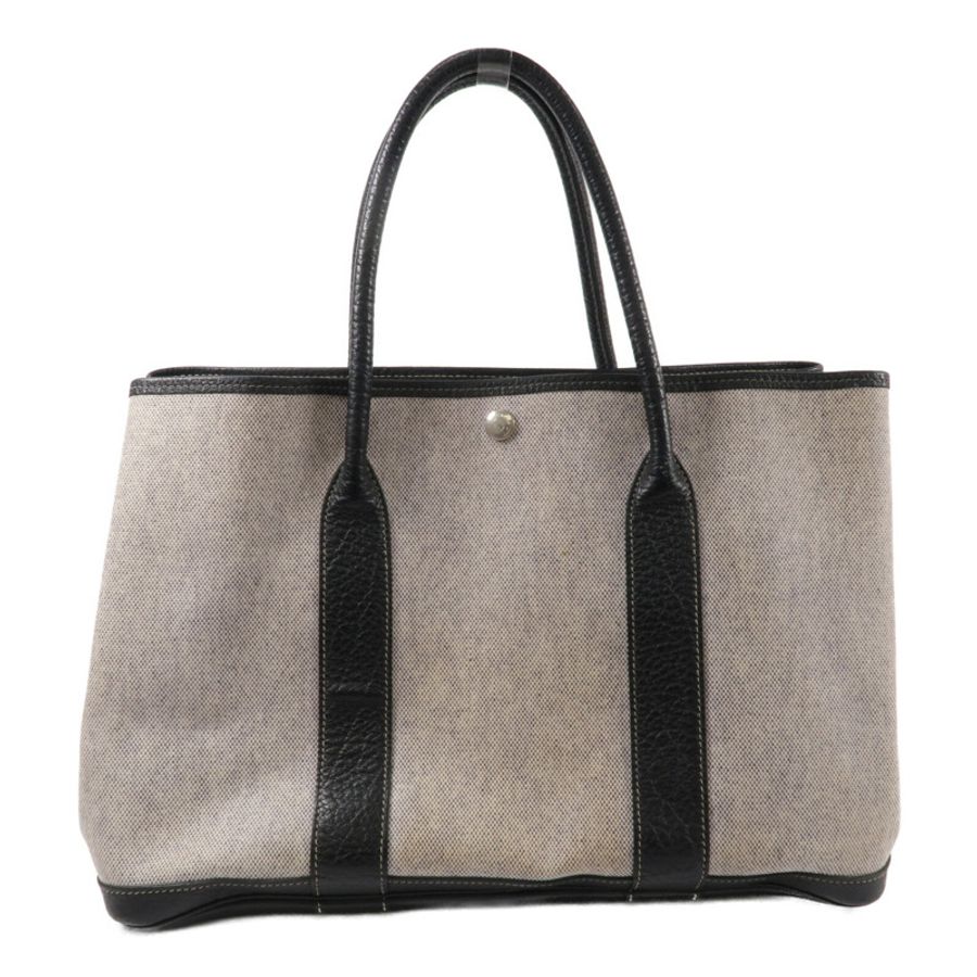 HERMES Toile H帆布Garden Party PM手挽袋Noir-1