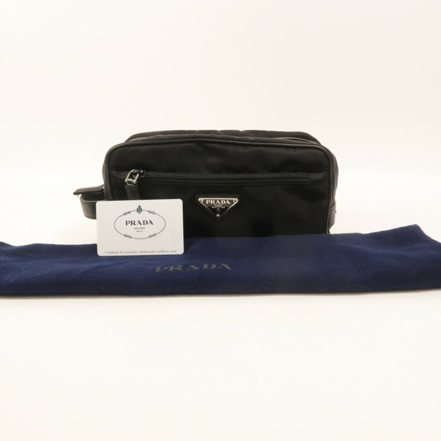 PRADA Saffiano皮革/Re-Nylon尼龍Travel Pouch手拿包-10