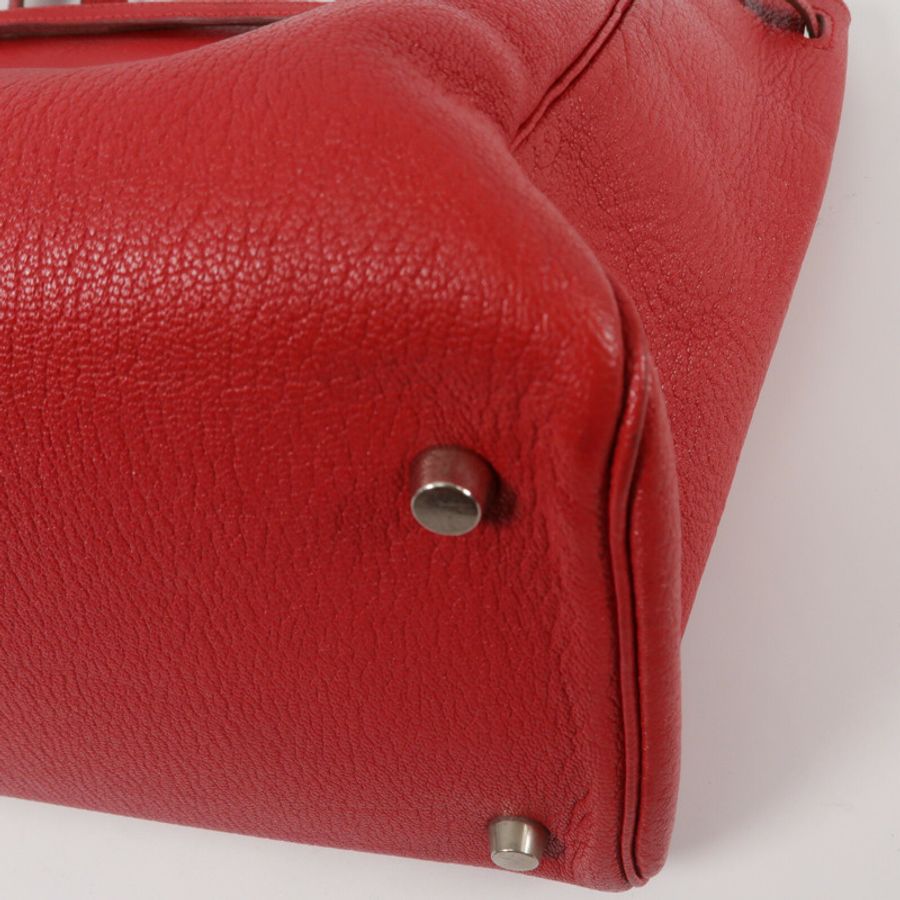 HERMES Fjord皮革Cabana 35肩背袋Rouge H-10
