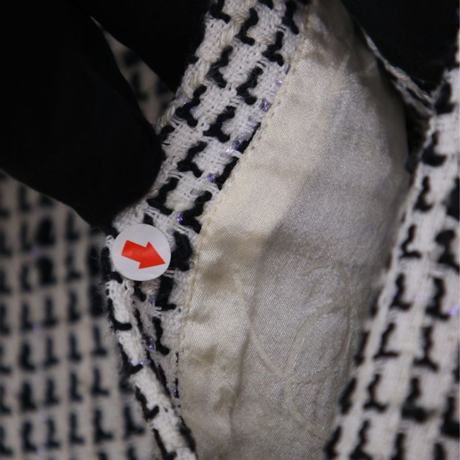 Chanel 09年黑白格纹长款短袖连衣裙外套-16