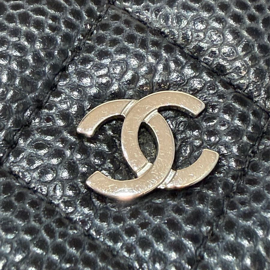 CHANEL A33814 黑色 荔枝皮 銀鍊WOC 肩背包 斜背包發財包鍊子長夾-15