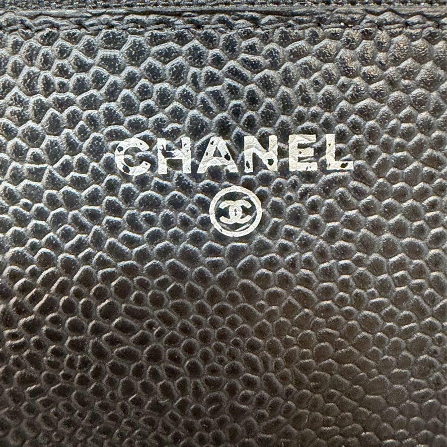 CHANEL A33814 黑色 荔枝皮 銀鍊WOC 肩背包 斜背包發財包鍊子長夾-28