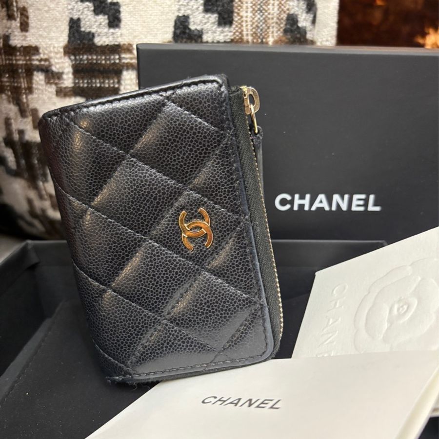 Chanel牛皮3折短夾 晶片款-12
