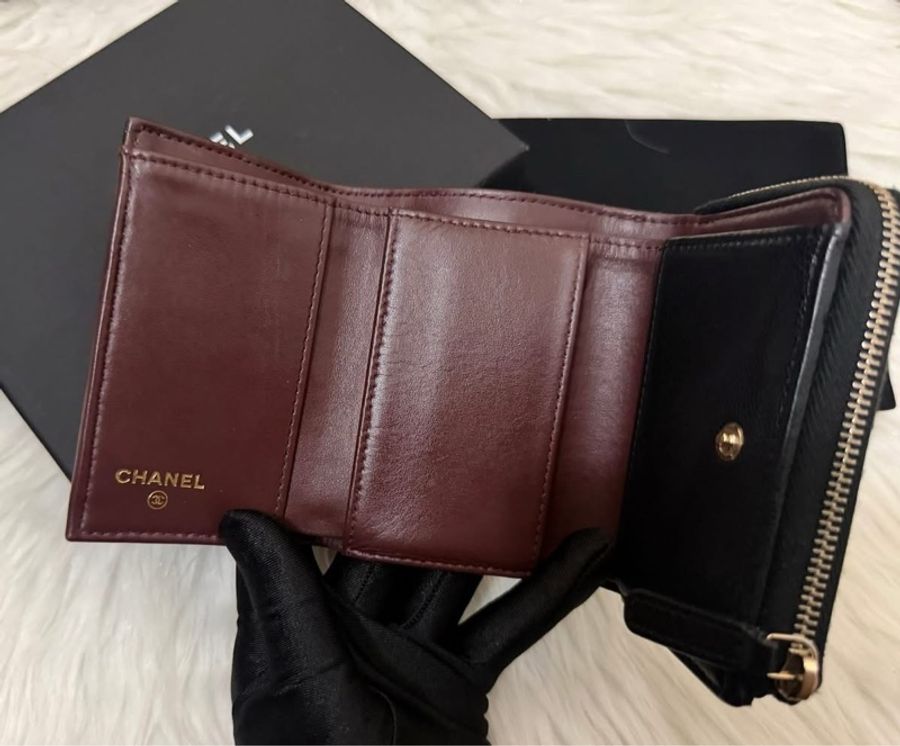 Chanel牛皮3折短夾 晶片款-19
