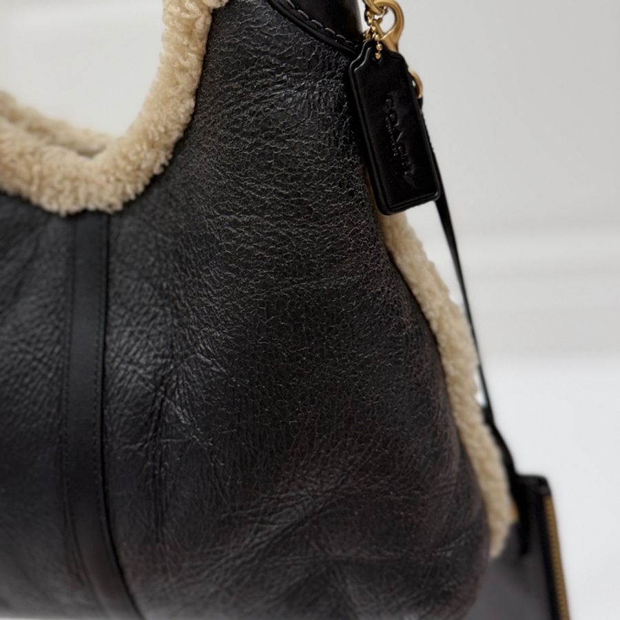 《仙闆名牌精品 》COACH BROOKLYN 28 布魯克林 hobo 羊毛皮滾邊 軟皮 肩背包 手提包-31