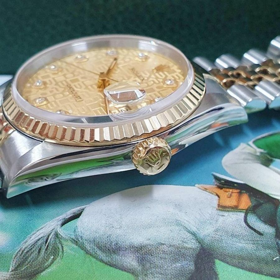 【大眾名錶】ROLEX勞力士 16233 Datejust 蠔式日誌 金十鑽紀念面盤 原面未翻寫 大眾名錶G190-6