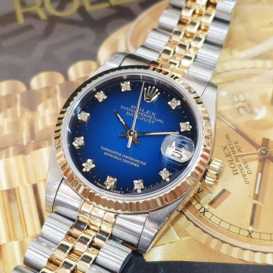 【大眾名錶】Rolex 勞力士 68273 Datejust 原廠漸層藍十鑽面盤 原面未翻寫 中型蠔式 大眾名錶G224-8