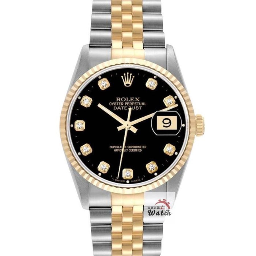 【大眾名錶】ROLEX 勞力士 16233 Datejust 蠔式日誌 新包台 黑色十鑽面盤 錶耳無孔 錶徑36mm 自動上鍊 大眾名錶G323-0