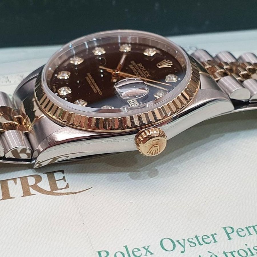 【大眾名錶】ROLEX 勞力士 16233 Datejust 蠔式日誌 新包台 黑色十鑽面盤 錶耳無孔 錶徑36mm 自動上鍊 大眾名錶G323-7
